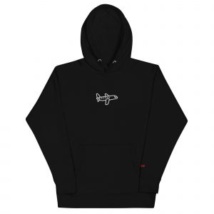 Unisex Airplane Embroidered Hoodie w/ CREW on Sleeve