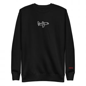Unisex Premium Airplane Outline Embroidered Sweatshirt w/CREW on sleeve