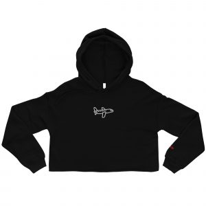 Crop Airplane Embroidered  Hoodie w/CREW on sleeve