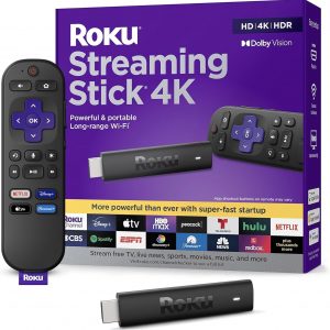 Roku Streaming Stick 4K | Portable Roku Streaming Device 4K/HDR/Dolby Vision with Voice Remote, Free & Live TV