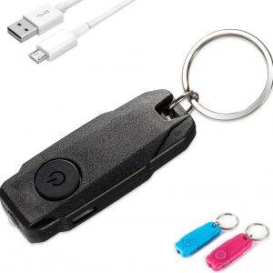 USB Rechargeable Keychain Light, 3pcs Mini LED Flashlight with Keyring, Great EDC Tool, Gift for Kids Teens(Blue + Black + Pink)