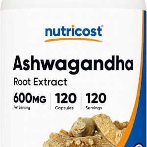 Nutricost Ashwagandha Herbal Supplement 600mg, 120 Capsules - Vegetarian, Non-GMO, Gluten Free, Ashwagandha Root