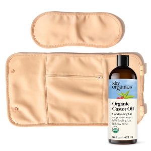 Sky Organics 16oz Castor Oil w/Wraps | Reusable Organic Castor Oil Pack to Boost Body's Wellness, Encourage Rest & Relaxation | Adjustable Elastic Straps Cotton Durable Easy to Use