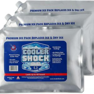 Cooler Shock Reusable Ice Packs for Cooler - Long Lasting Cold Freezer Packs for Coolers and Lunch Boxes - Cooler Ice Packs for Camping Gear, Fishing, Road Trips, Beach Must Haves