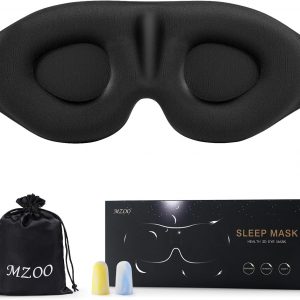 MZOO Sleep Eye Mask for Side Sleeper Men Women, Zero Eye Pressure 3D Sleeping Mask, Light Blocking Patented Design Night Blindfold, Soft Eye Shade Cover for Travel, Black