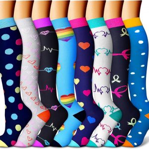 CHARMKING Compression Socks for Women & Men Circulation (8 Pairs) 15-20 mmHg is Best Support for Athletic Running,Hiking